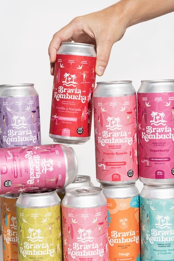 Bravía Kombucha Nueva Edición x 12 unidades 473ml – Frutilla, Naranja y Pimienta Rosa 